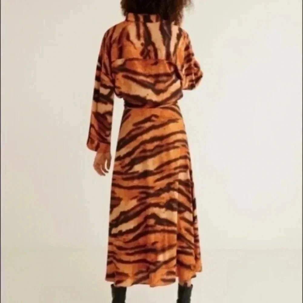 Mango Tiger Print Midi Huna dress - Picture 3 of 8